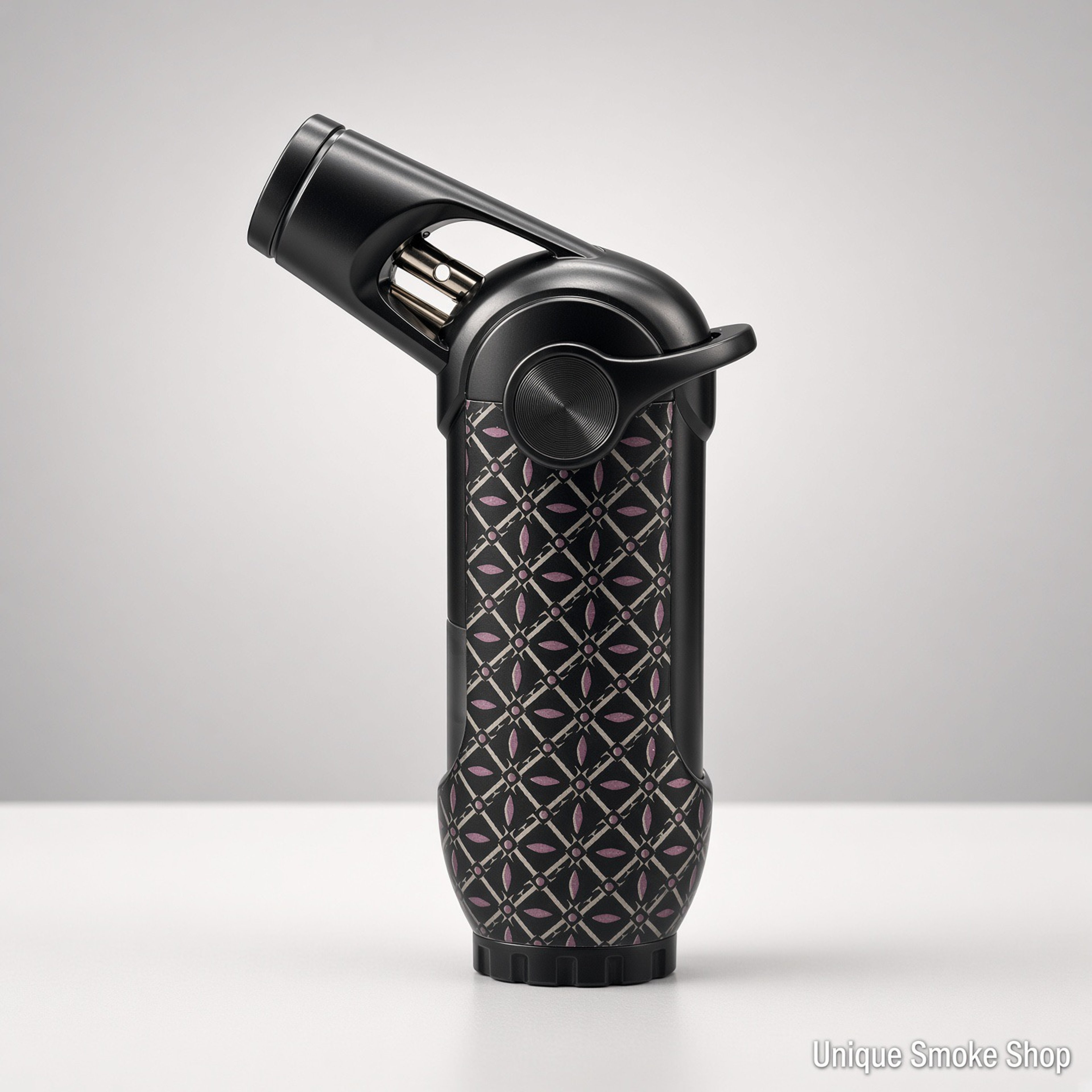 Preview pic of Scorch 61895 Metal Jet Lighter | Pink Lattice Black | 4" Single-Flame Torch