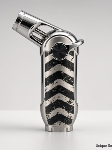 Preview pic of Scorch 61895 Metal Jet Lighter | Chrome Chevron | 4" Single-Flame Torch