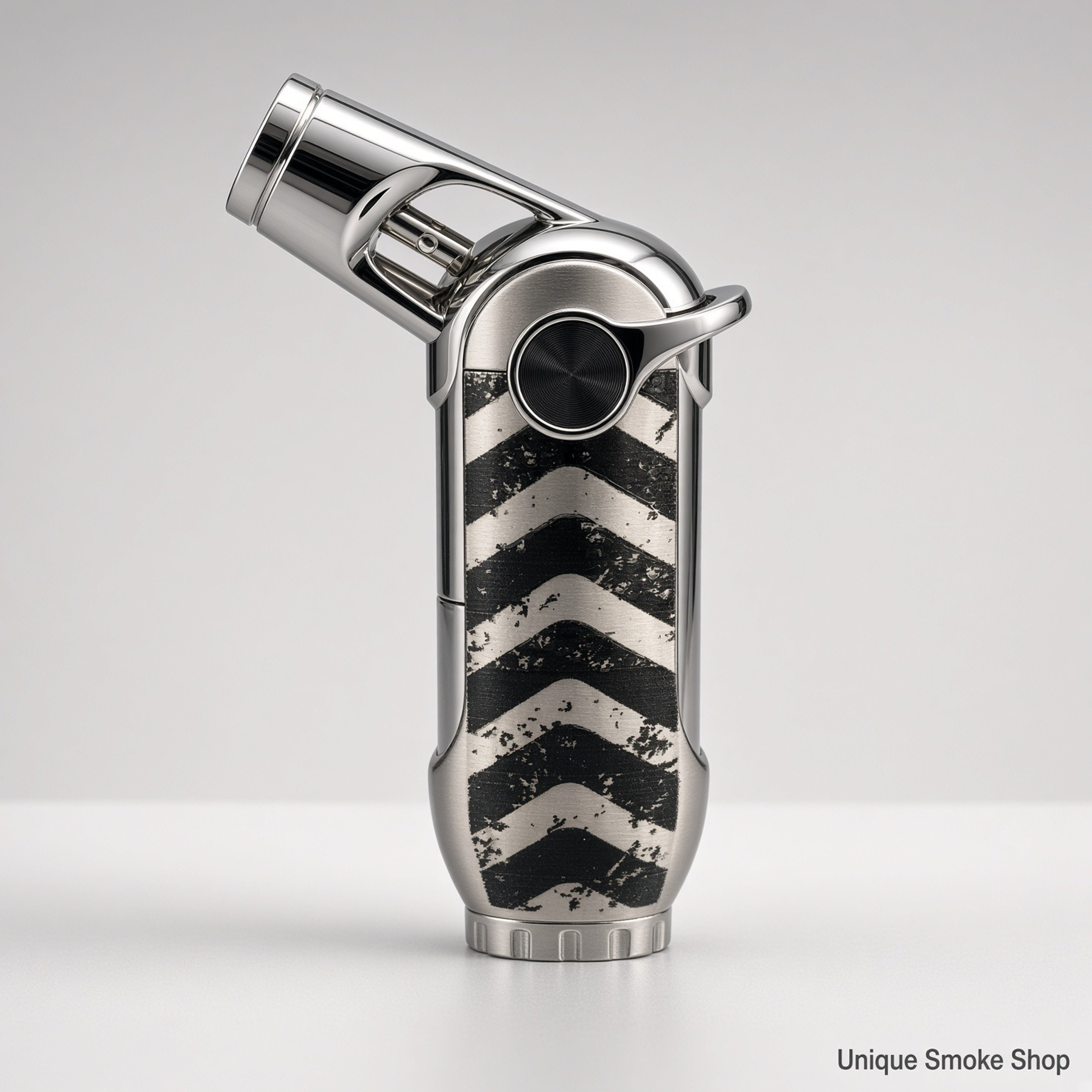Preview pic of Scorch 61895 Metal Jet Lighter | Chrome Chevron | 4" Single-Flame Torch