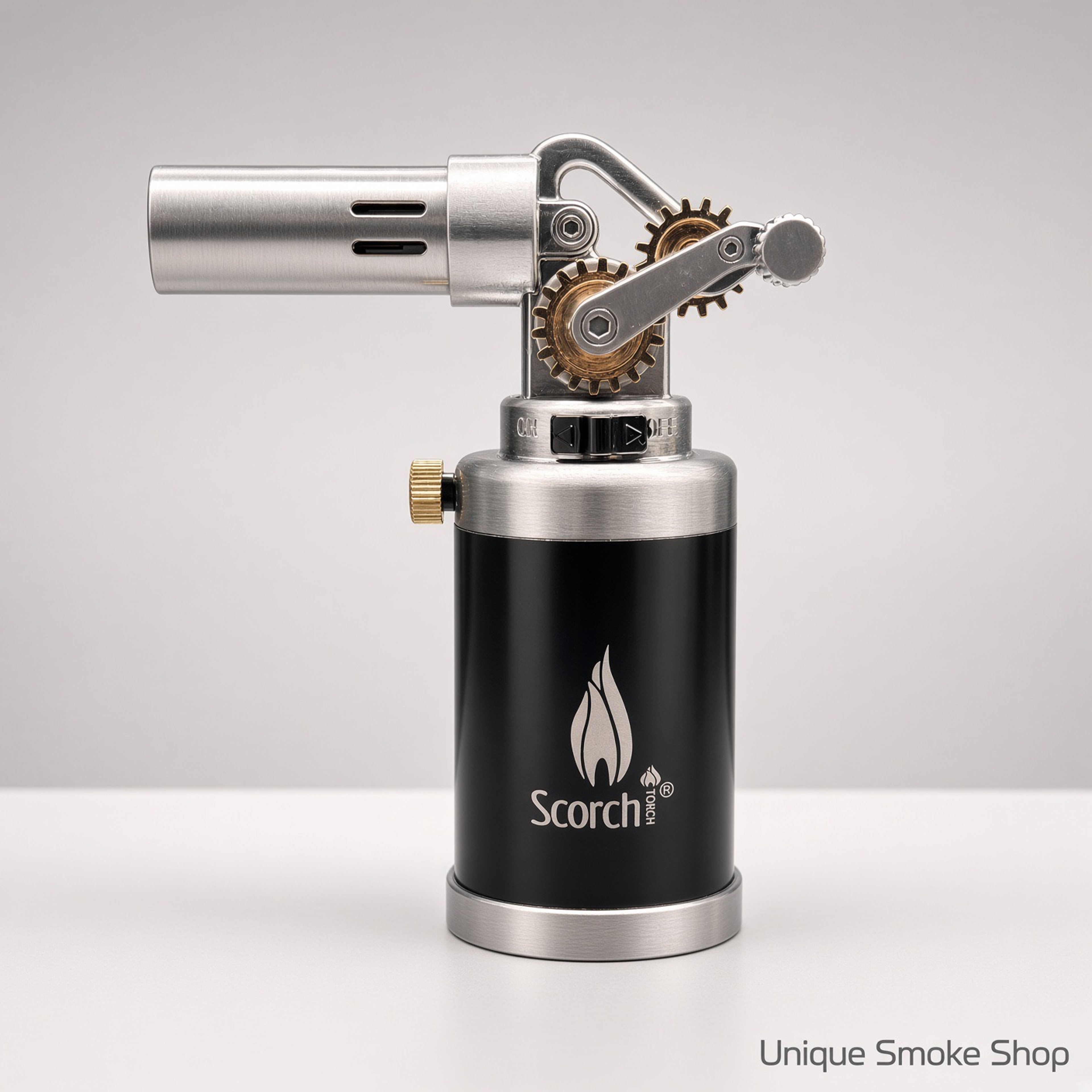 Preview pic of Scorch 61876 Culinary Jet Torch | Black Silver | Gear-Start Metal Butane Lighter