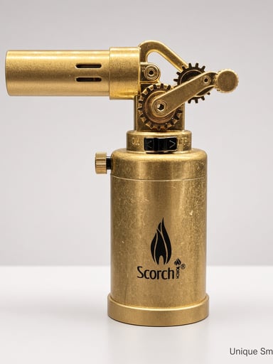 Preview pic of Scorch 61876 Culinary Jet Torch | Antique Gold | Gear-Start Metal Butane Lighter