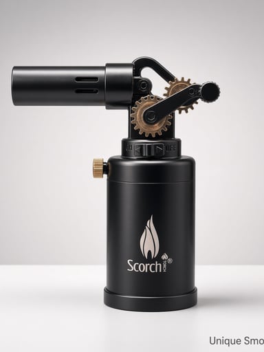 Preview pic of Scorch 61876 Culinary Jet Torch | Matte Black Brass Gears | Metal Butane Lighter