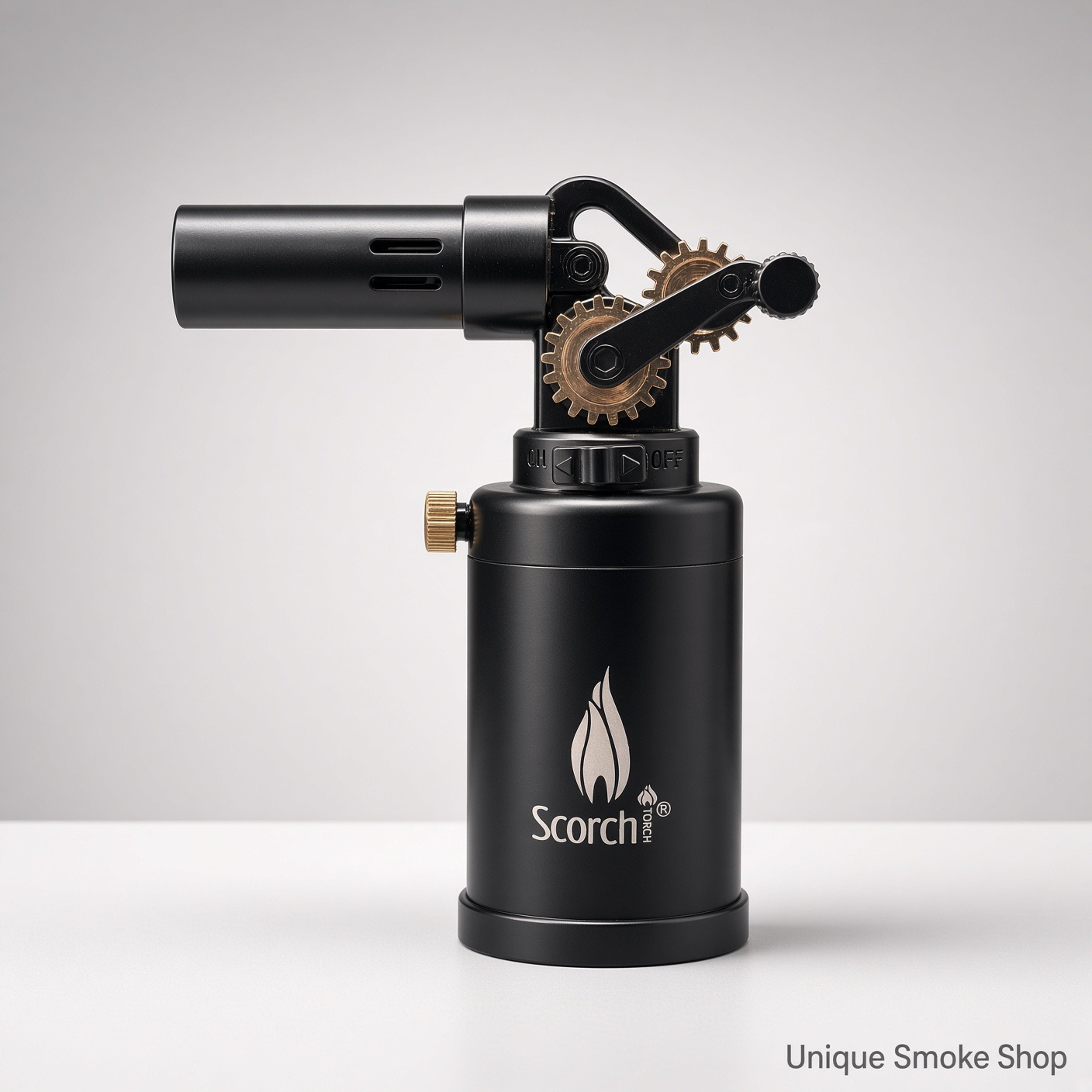 Preview pic of Scorch 61876 Culinary Jet Torch | Matte Black Brass Gears | Metal Butane Lighter