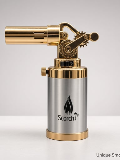 Preview pic of Scorch 61876 Culinary Jet Torch | Gold Silver | Gear-Start Metal Butane Lighter