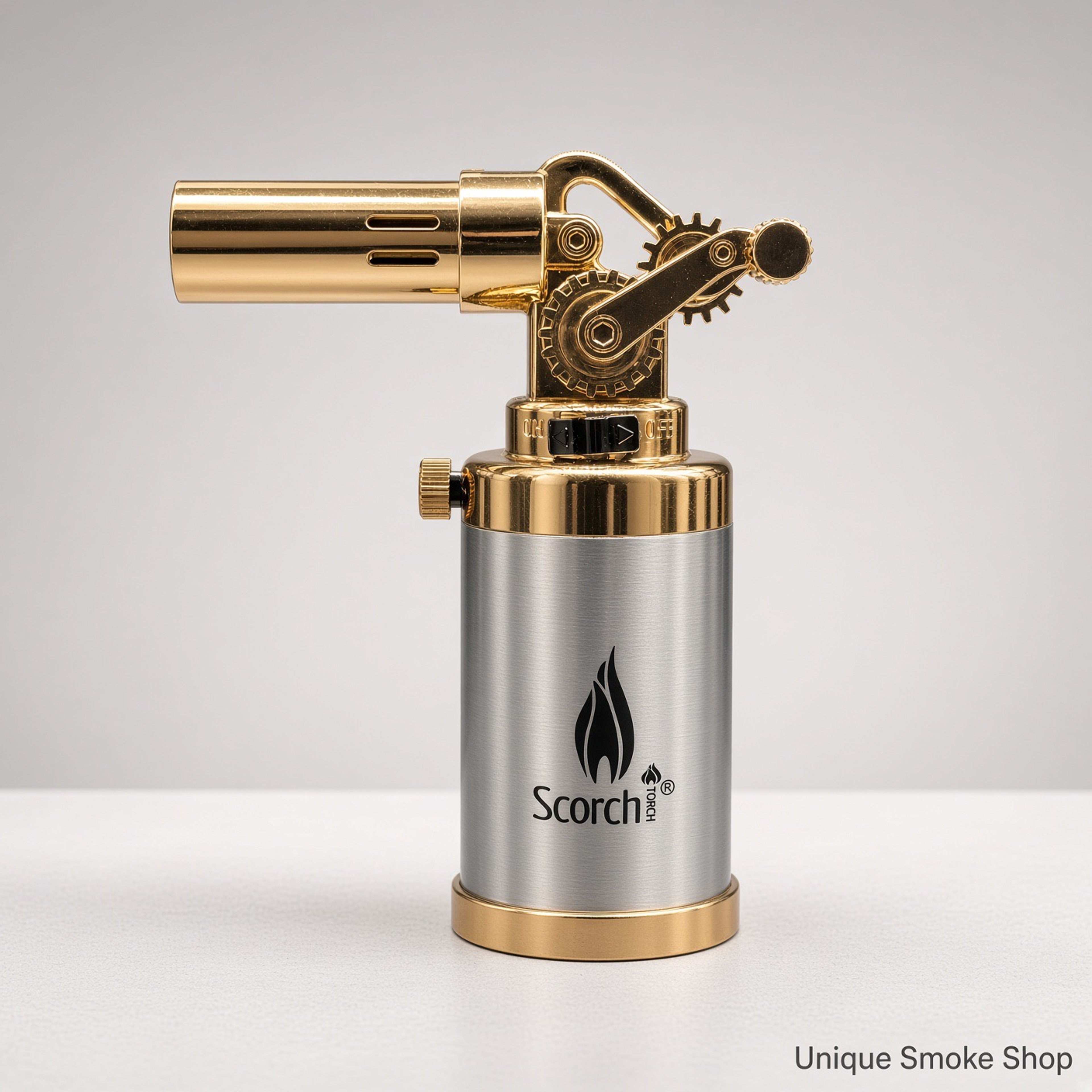 Preview pic of Scorch 61876 Culinary Jet Torch | Gold Silver | Gear-Start Metal Butane Lighter