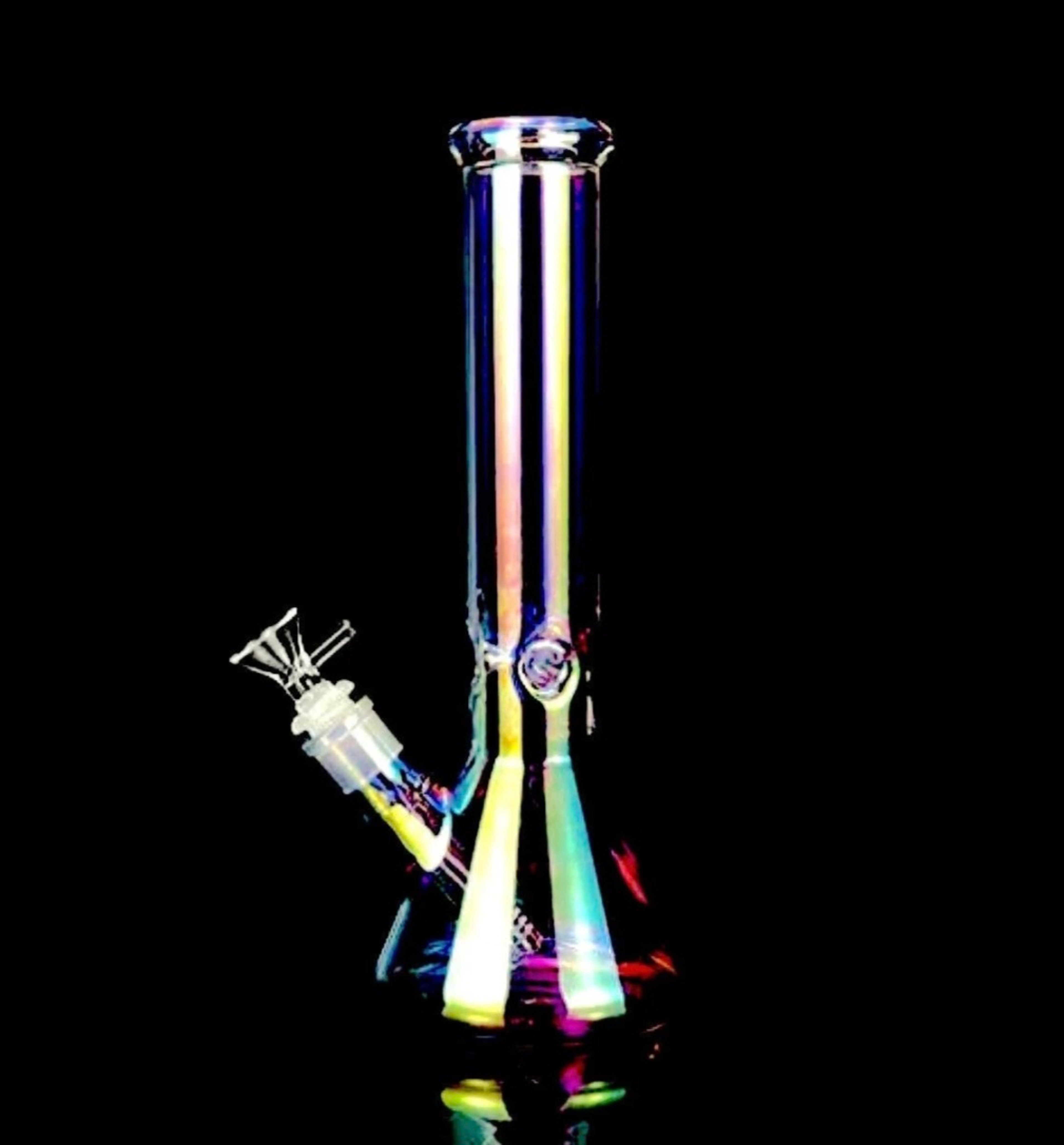 10' Iridescent Glass Water Bong Beaker 14mm Bowl image 0