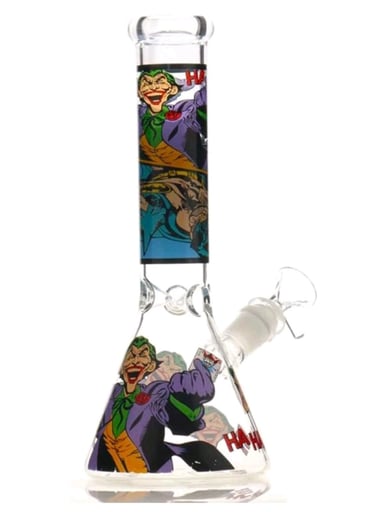 Preview pic of 10' Glass Water Bong Hahaha Design W/ Ice Catcher