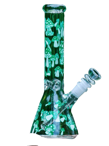 Preview pic of 10' GLOW in the DARK Glass Water Bong Mushroom Design W/ Ice Catcher