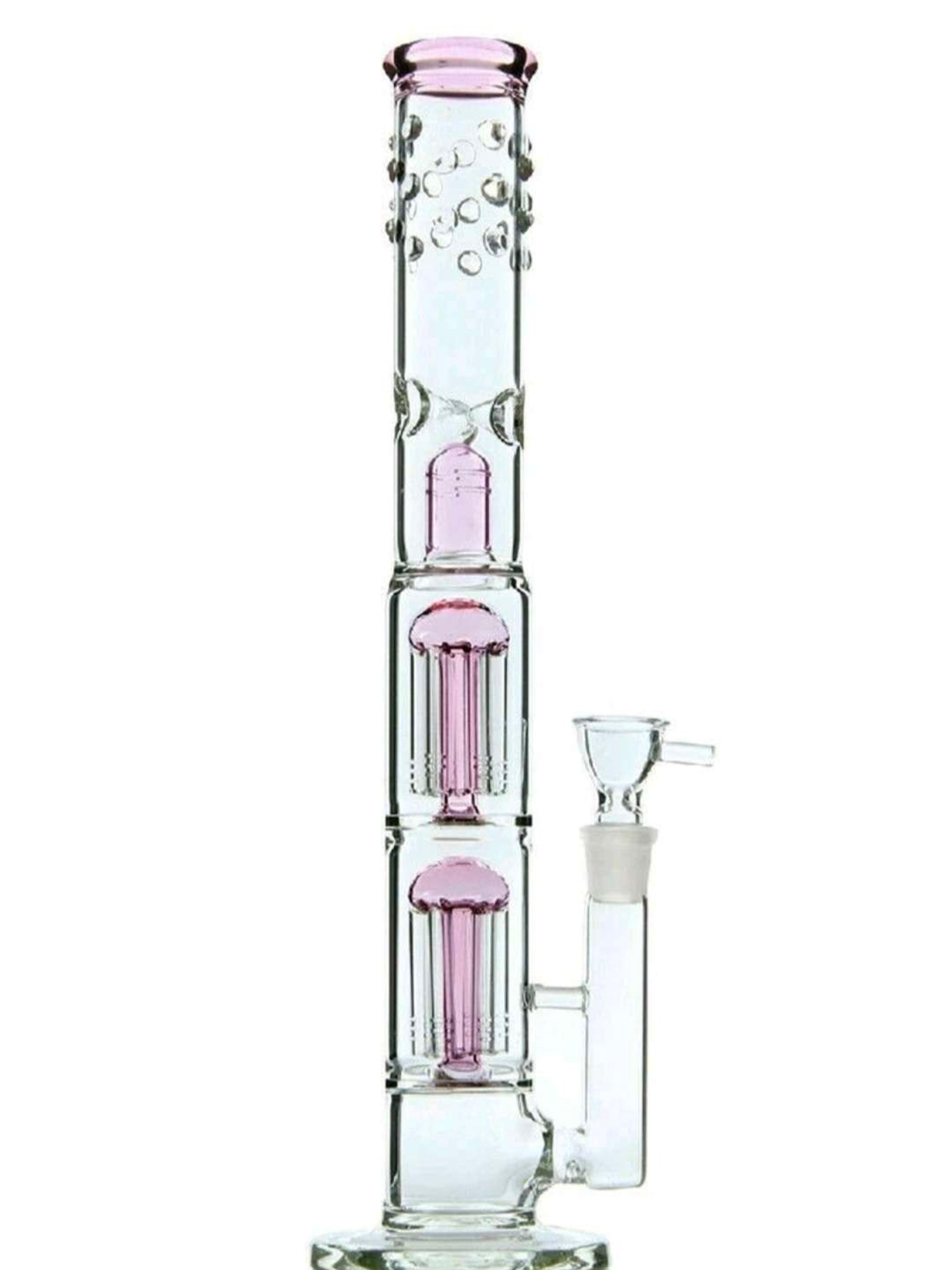 16.5' 10-Arm Tree Percolator Pink Glass Water Bong image 0