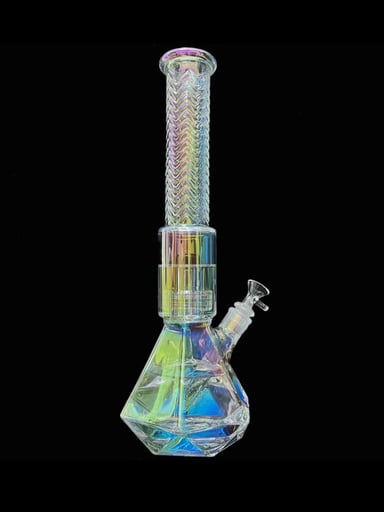 Preview pic of 15' Matrix Recycler Iridescent Glass Beaker Water Bong 14mm Bowl