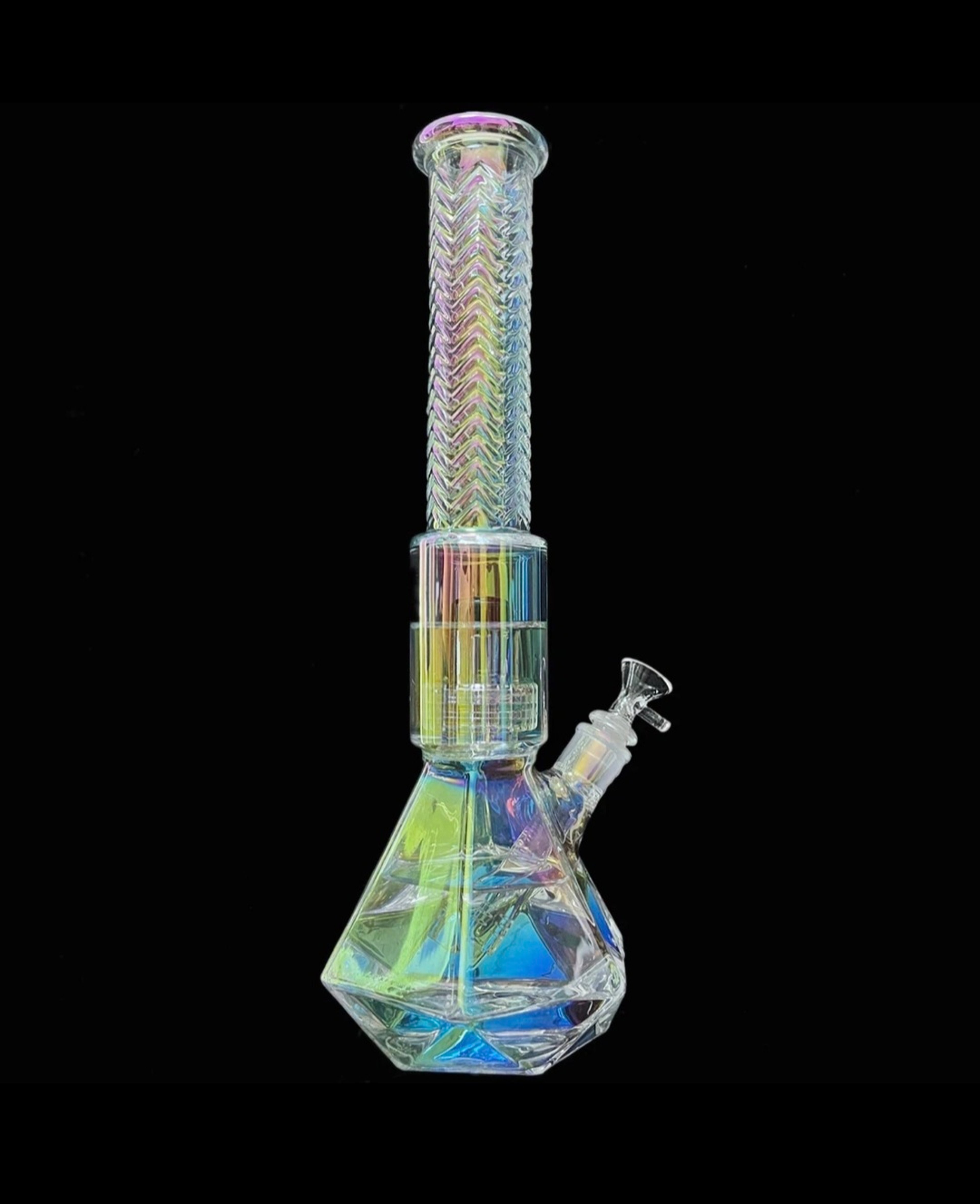 15' Matrix Recycler Iridescent Glass Beaker Water Bong 14mm Bowl image 0