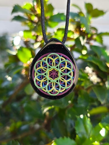Preview pic of Flower of Life Dimensional Layered Glow Pendant