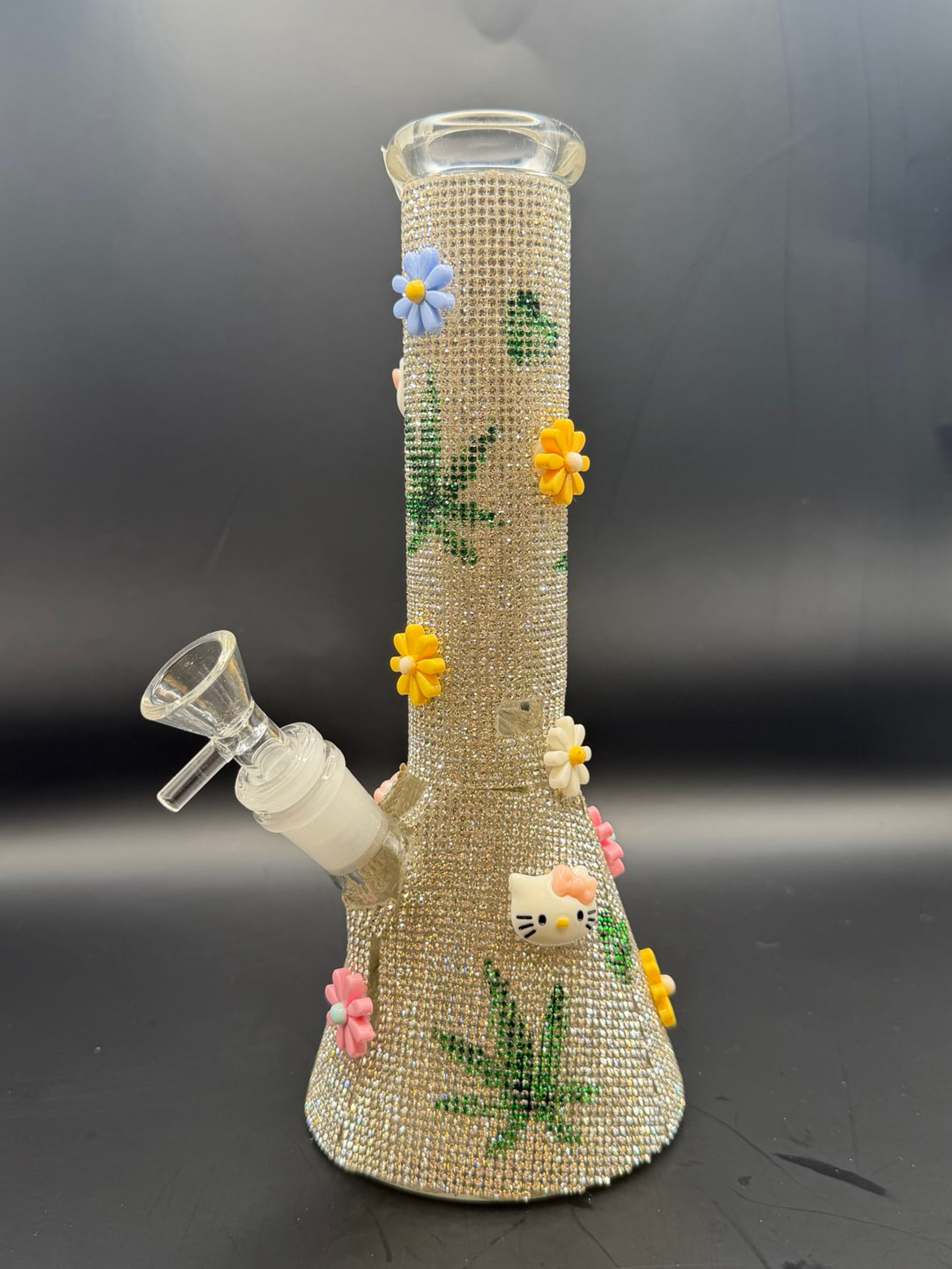 Preview pic of 10" Fully Jeweled Kitty Beaker Bong