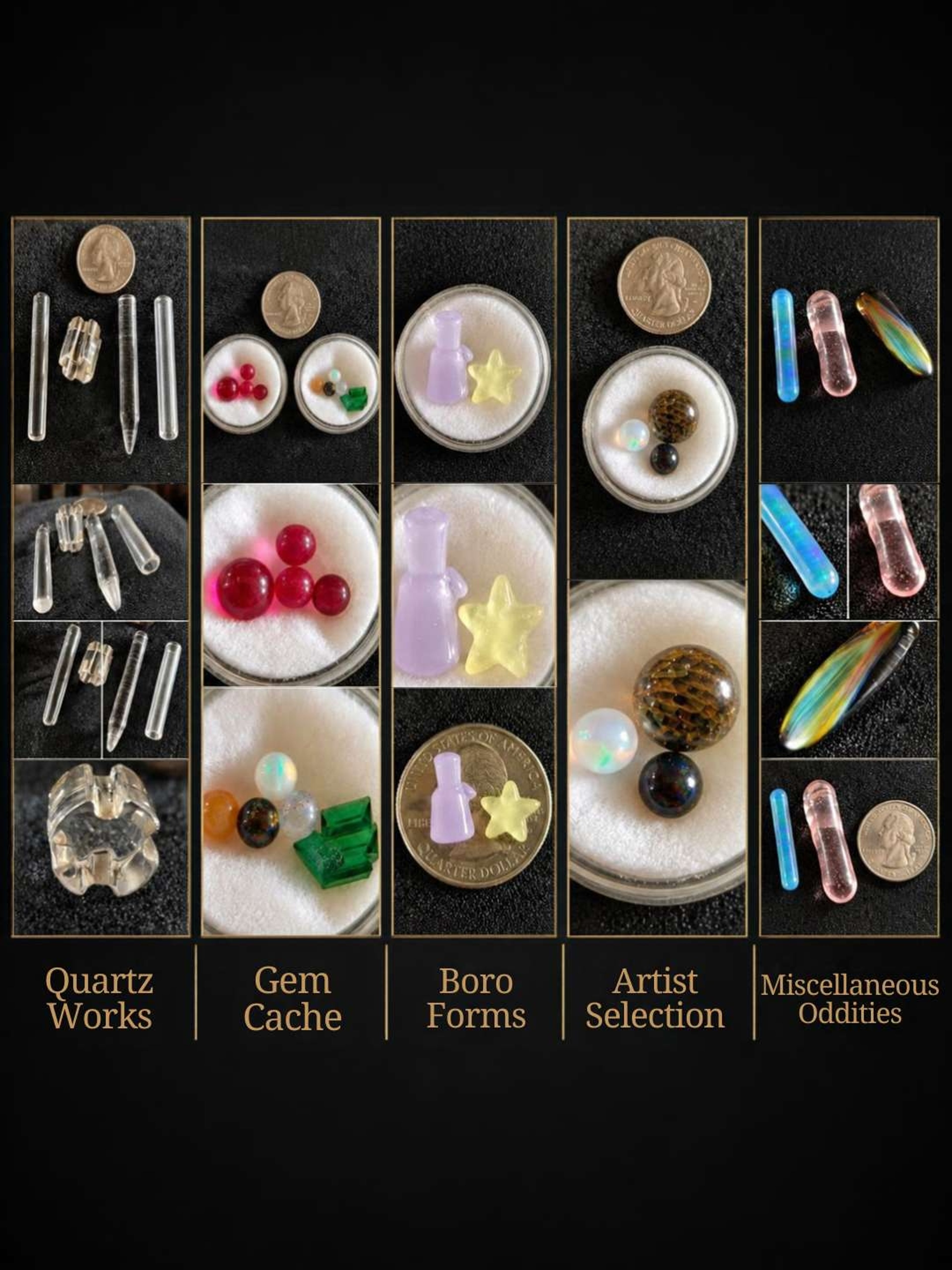 Preview pic of Glass, Gem, and Quartz Banger Insert Assortment