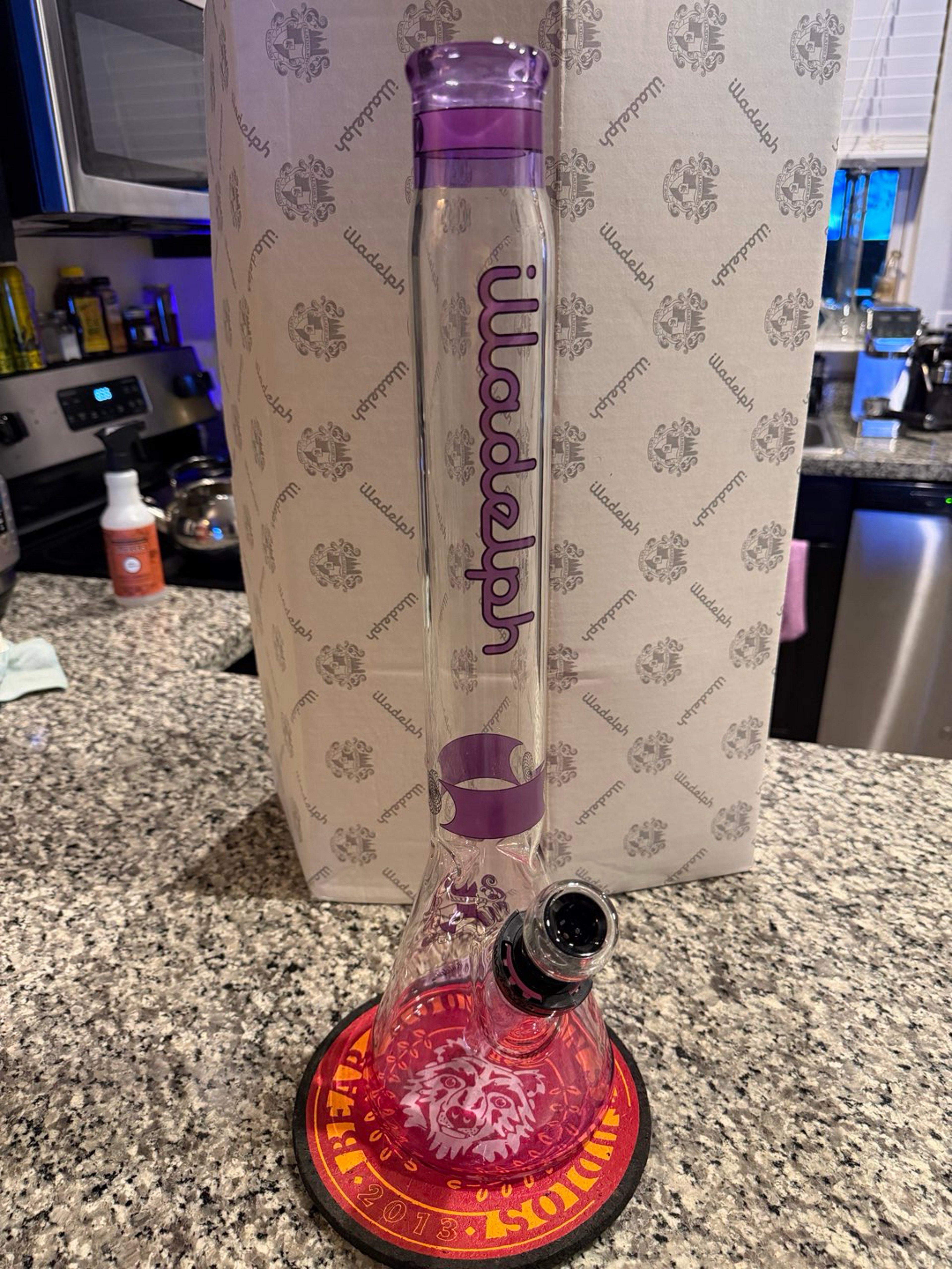 Preview pic of Illadelph 20” Purple Beaker w/ Black Bowl and Downstem