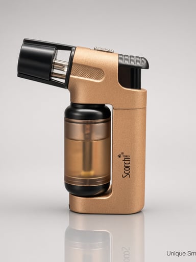 Preview pic of Scorch 61794 – 3” Champagne/Black Single Jet Metal Torch | Punch + Safety Lock