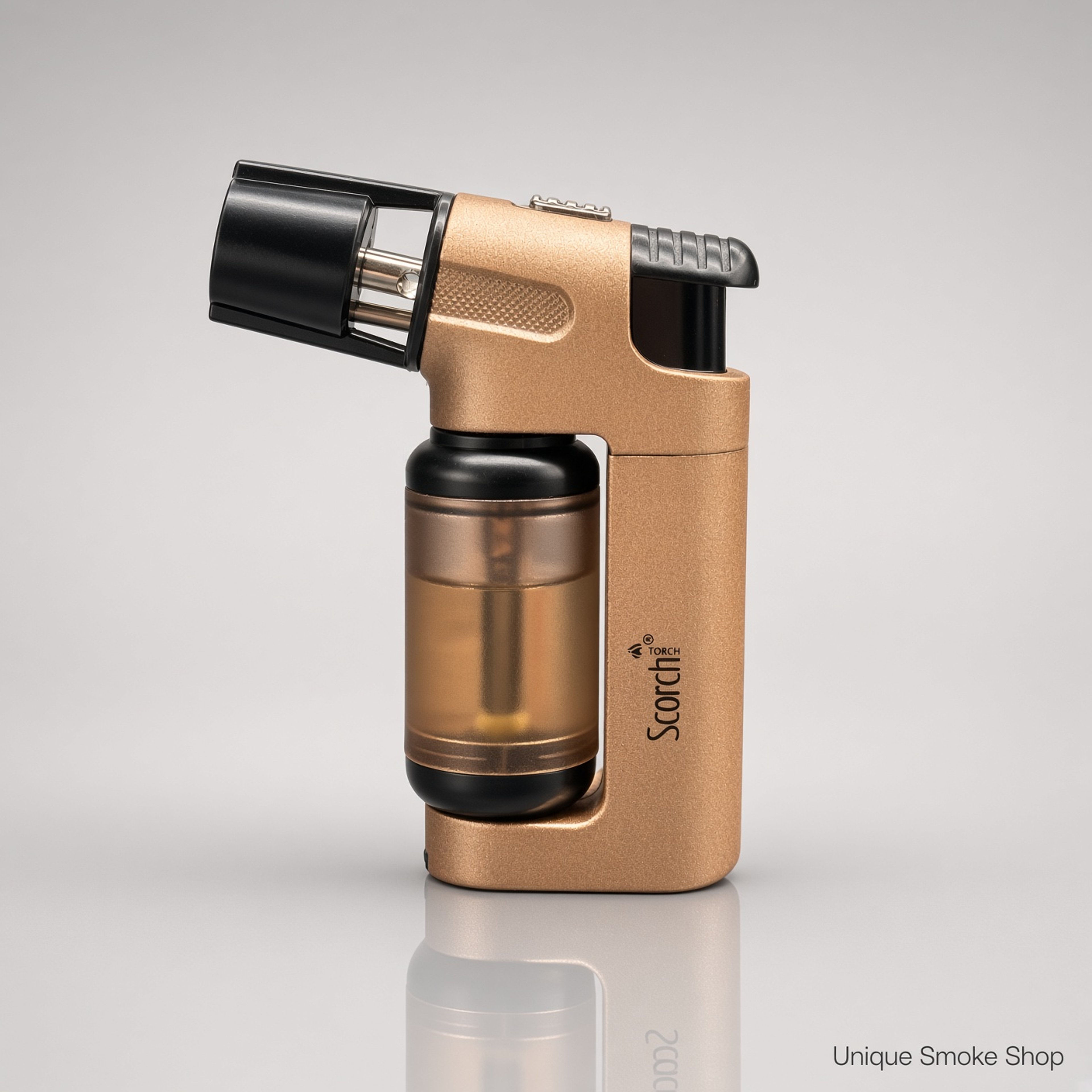 Preview pic of Scorch 61794 – 3” Champagne/Black Single Jet Metal Torch | Punch + Safety Lock