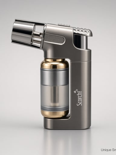 Preview pic of Scorch 61794 – 3” Gunmetal/Silver Single Jet Metal Torch | Punch + Safety Lock