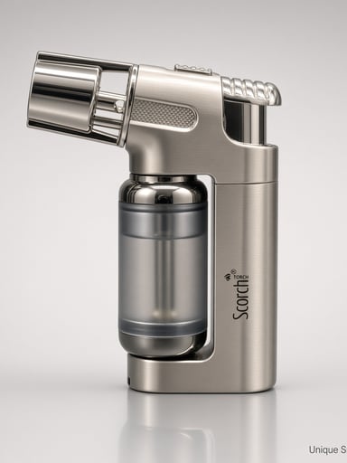Preview pic of Scorch 61794 – 3” Satin Silver Single Jet Metal Torch | Punch + Safety Lock