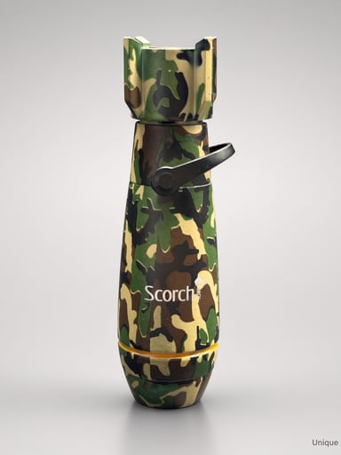 Preview pic of Scorch 61899 – 3.5” Woodland Camo Bomb-Style Metal Torch | Single Jet