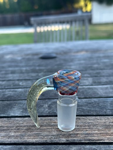 Preview pic of Rainbow Retti 18 mm 4 Hole Slide with Opal By Aurelia Glass