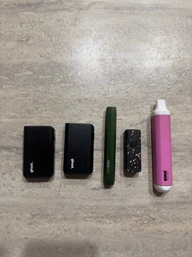 Preview pic of 5pc Cart Battery Lot – STRIO Cartboy, Wulf Kodo, AiroPro + 2 Ghost
