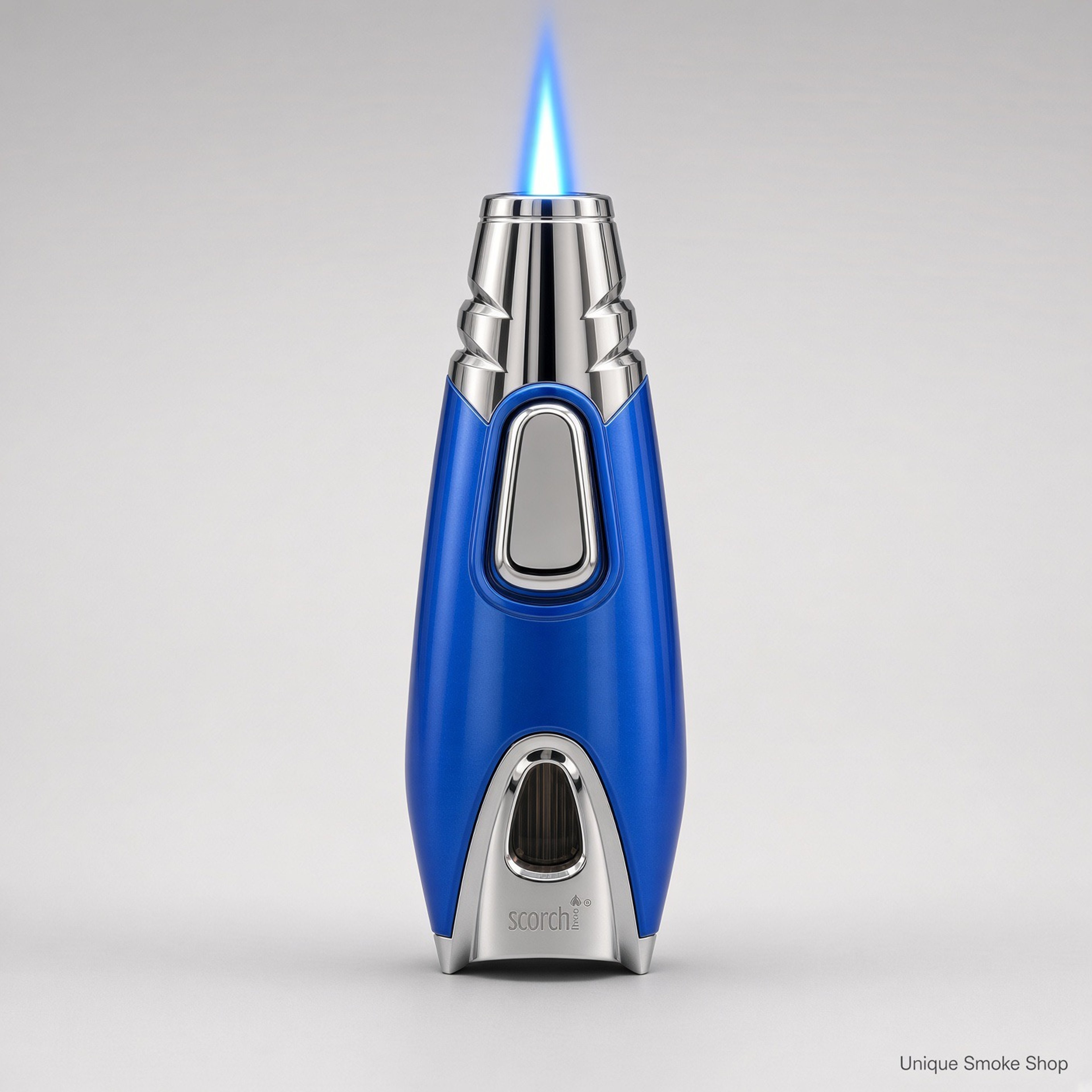 Scorch Rocket Single Flame Torch Lighter – Blue / Silver, Model 61582 image 0