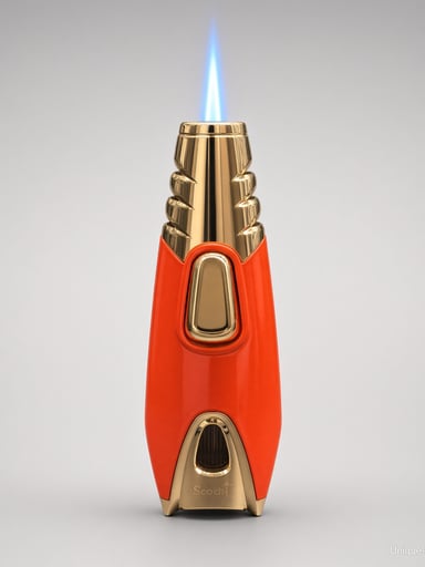 Preview pic of Scorch Rocket Single Flame Torch Lighter – Orange / Gold, Model 61582