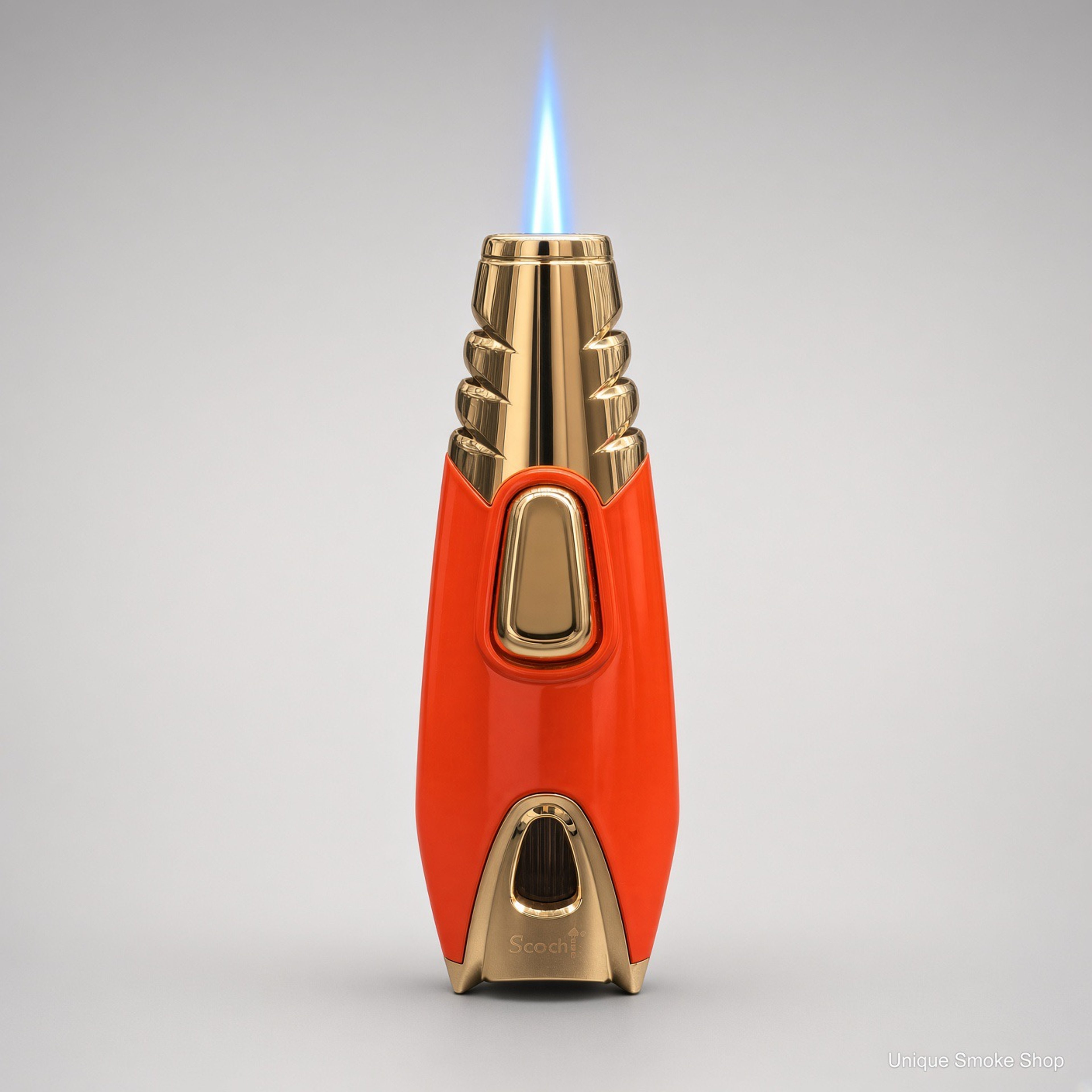 Preview pic of Scorch Rocket Single Flame Torch Lighter – Orange / Gold, Model 61582