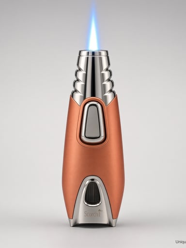 Preview pic of Scorch Rocket Single Flame Torch Lighter – Copper / Silver, Model 61582