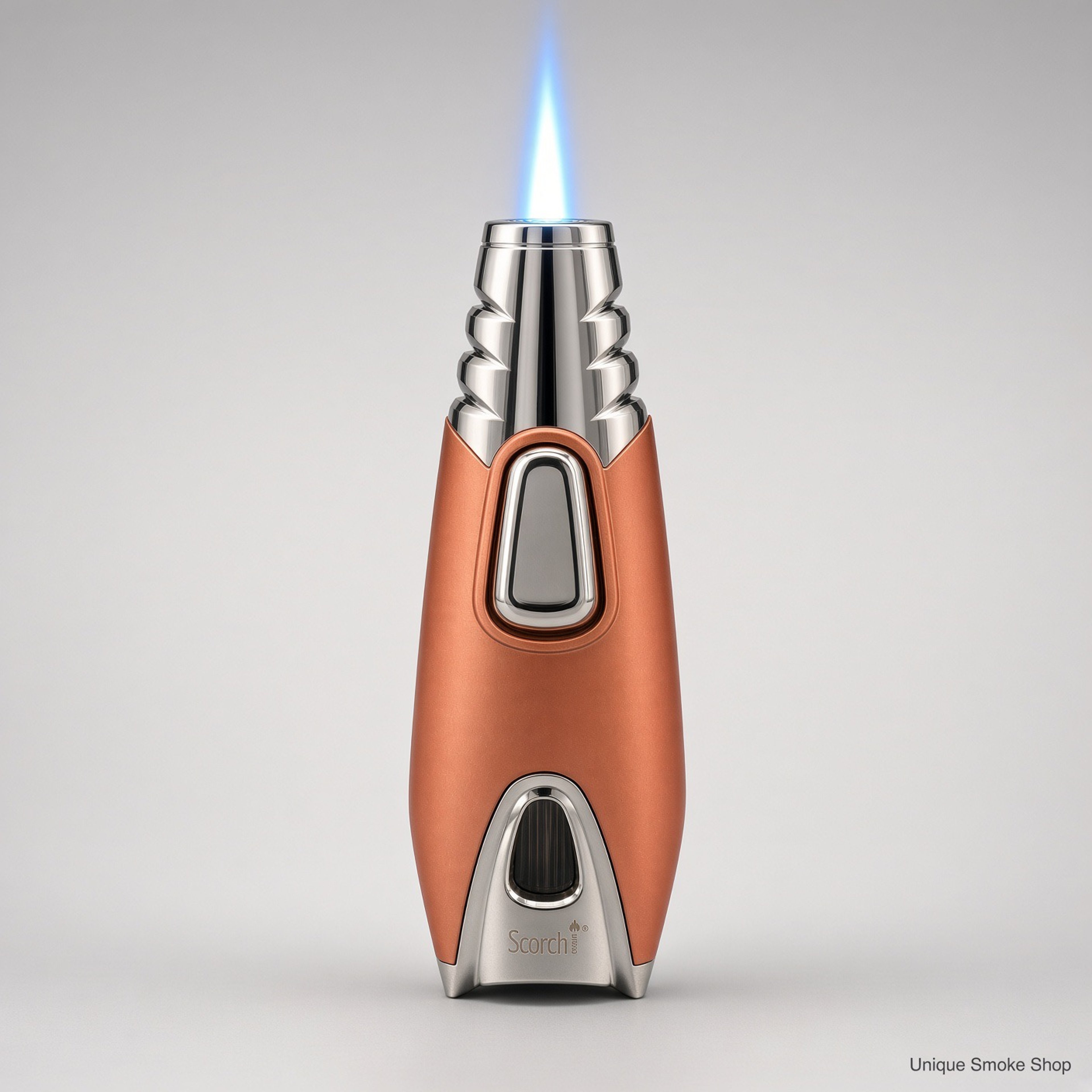 Preview pic of Scorch Rocket Single Flame Torch Lighter – Copper / Silver, Model 61582