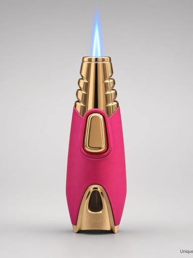 Preview pic of Scorch Rocket Single Flame Torch Lighter – Pink / Gold, Model 61582
