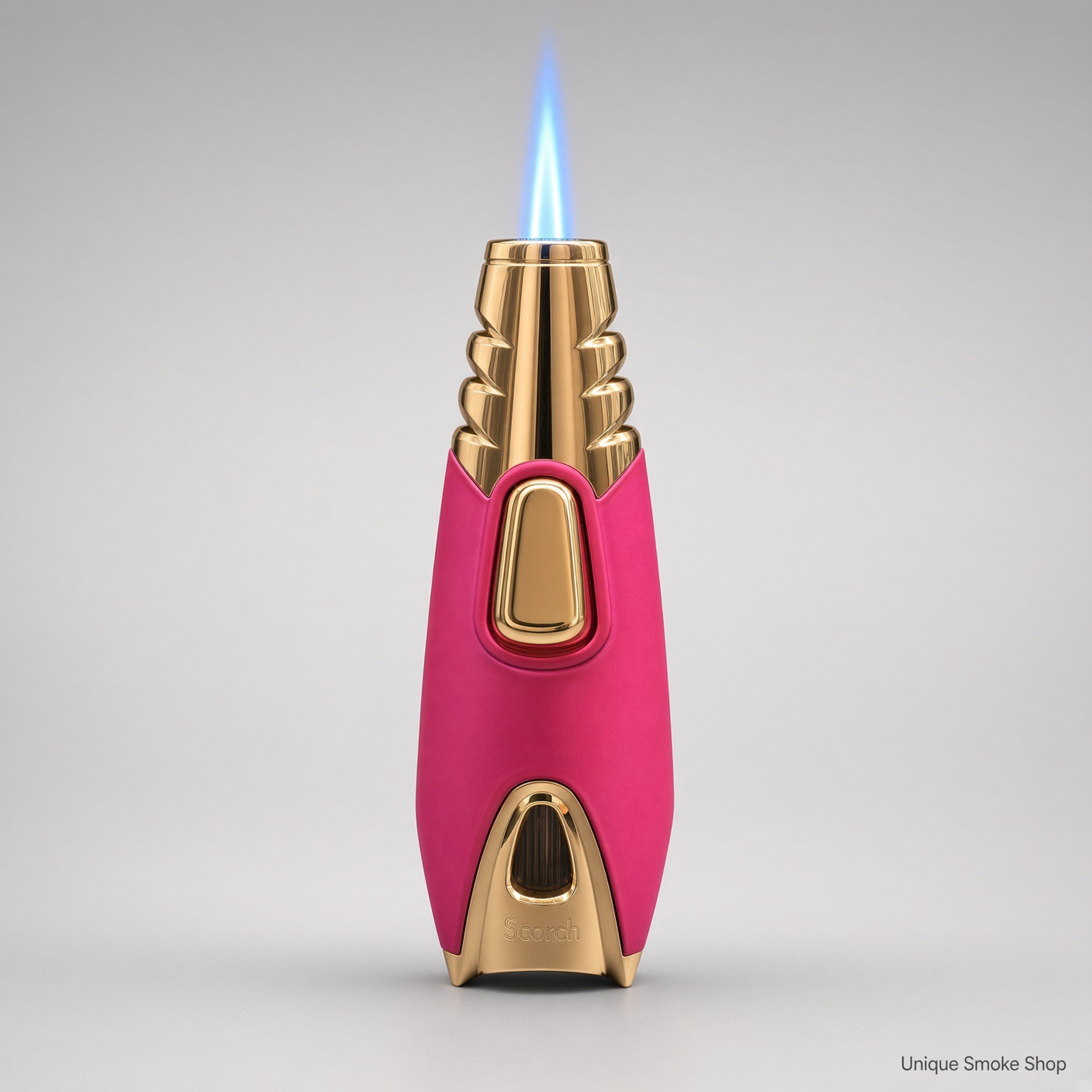Preview pic of Scorch Rocket Single Flame Torch Lighter – Pink / Gold, Model 61582