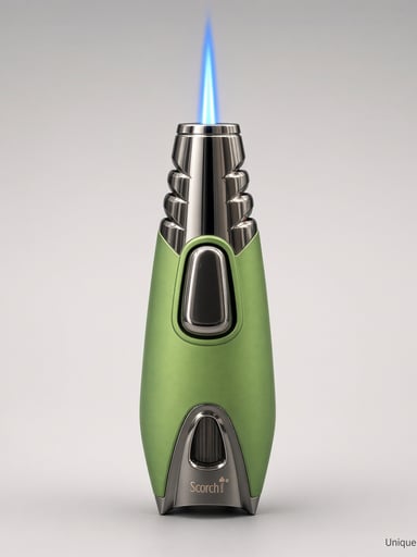 Preview pic of Scorch Rocket Single Flame Torch Lighter – Green / Gunmetal, Model 61582