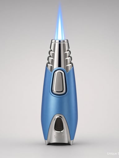 Preview pic of Scorch Rocket Single Flame Torch Lighter – Blue / Silver, Model 61582