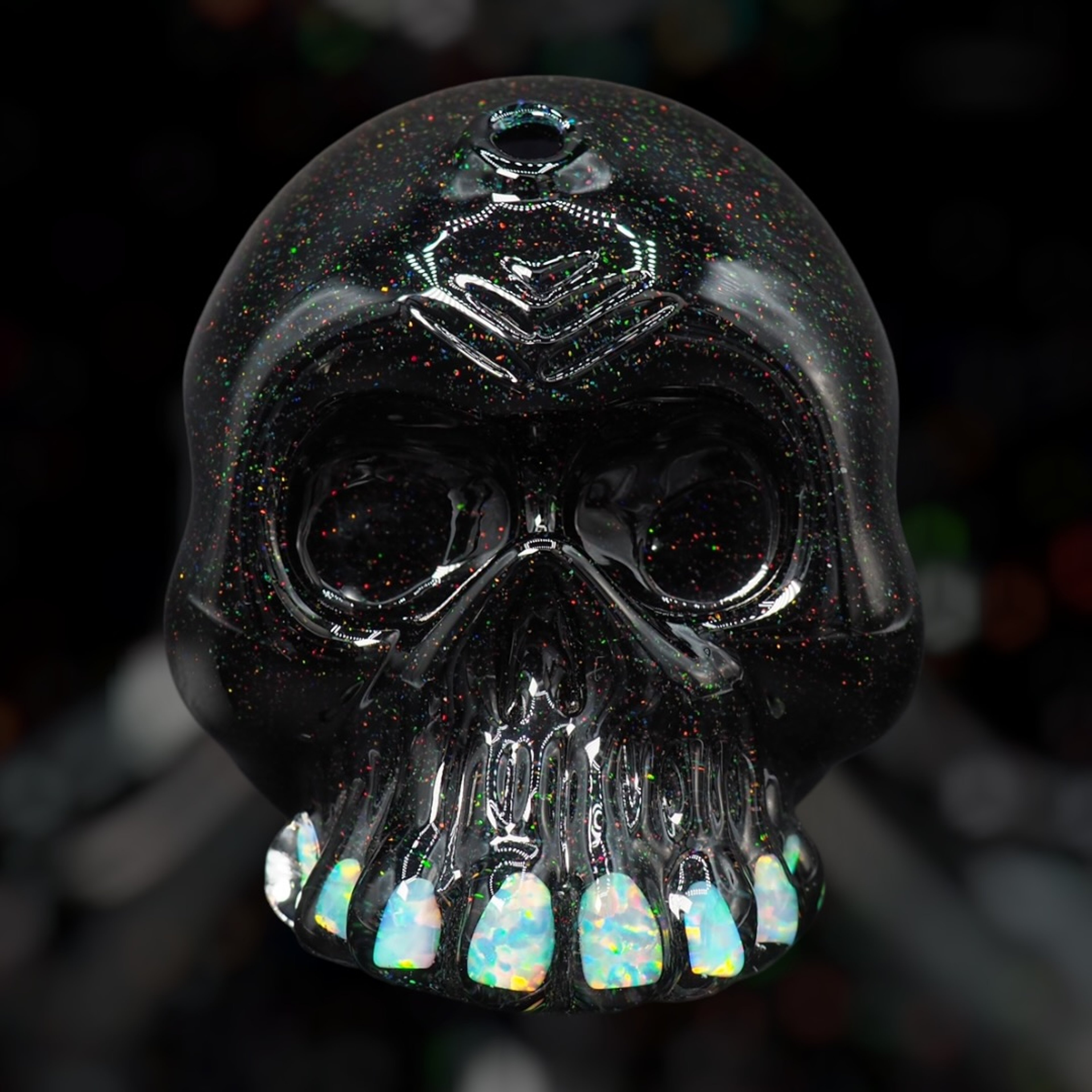 Carsten Small Skull - Jet Black Crushed Opal, 10mm/45° image 0