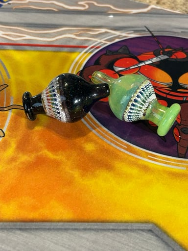 Preview pic of Two Steve H Glass 30mm dot stack bubble caps