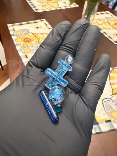 Preview pic of Blue opal dichro slurper set with pillar