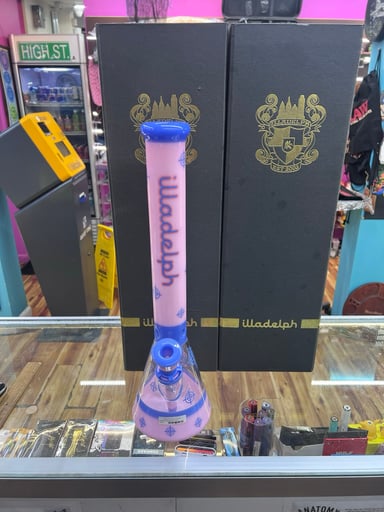 Preview pic of Illadelph Scoped Series Full Color Premium Beaker - Milky Pink/Blue - 19" - New, Unused w/ OG Box