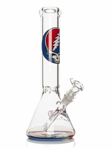 Preview pic of GRATEFUL DEAD GEAR PREMIUM® 13" 7mm Thick Steal Your Face Beaker Base Water Pipe