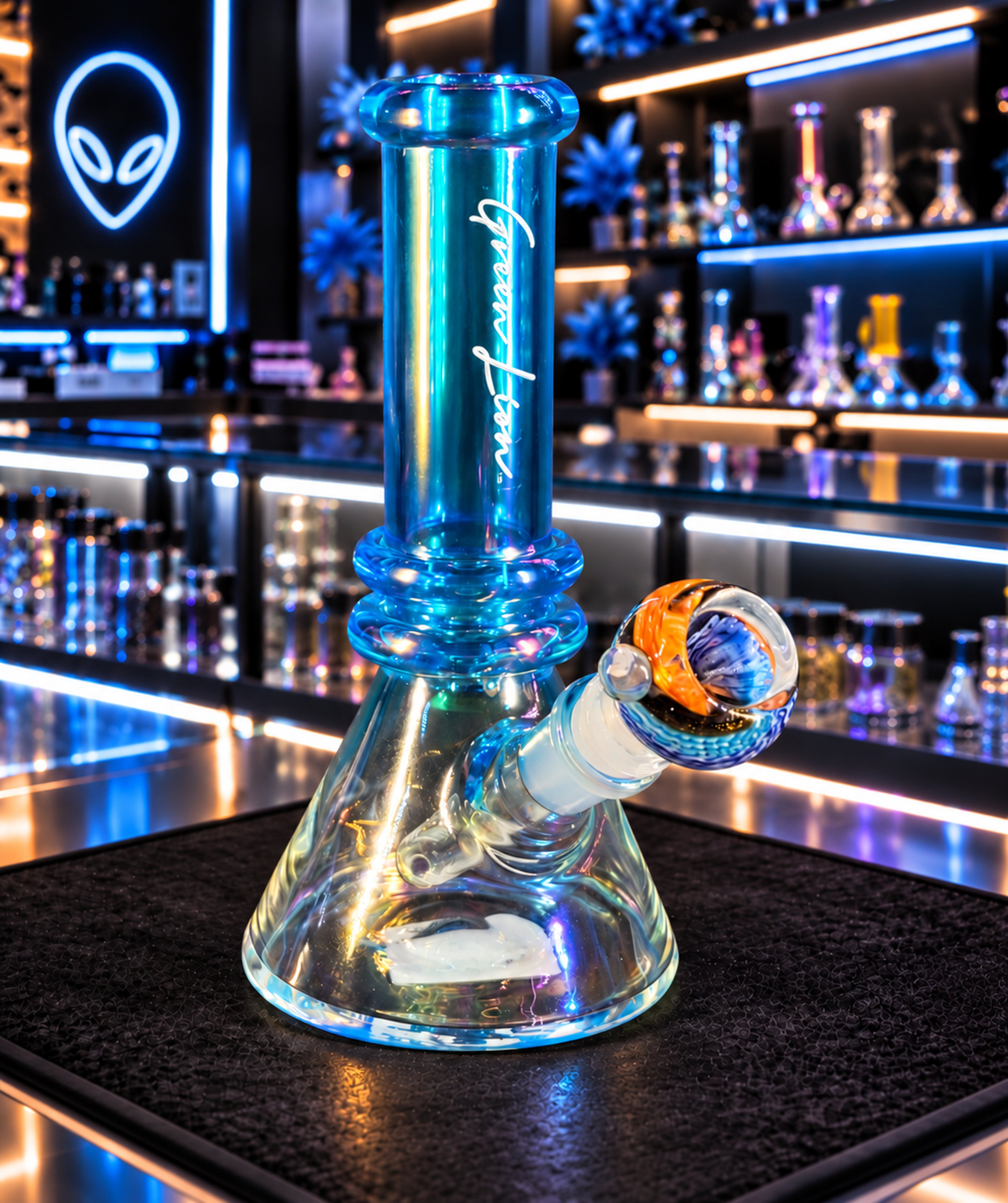 Preview pic of 8" 5MM Thick Glass Beaker Bong Water Pipe 14mm Upgraded Bowl Blue Hookah Heavy Duty