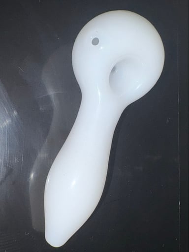 Preview pic of Opaque white glass spoon pipe