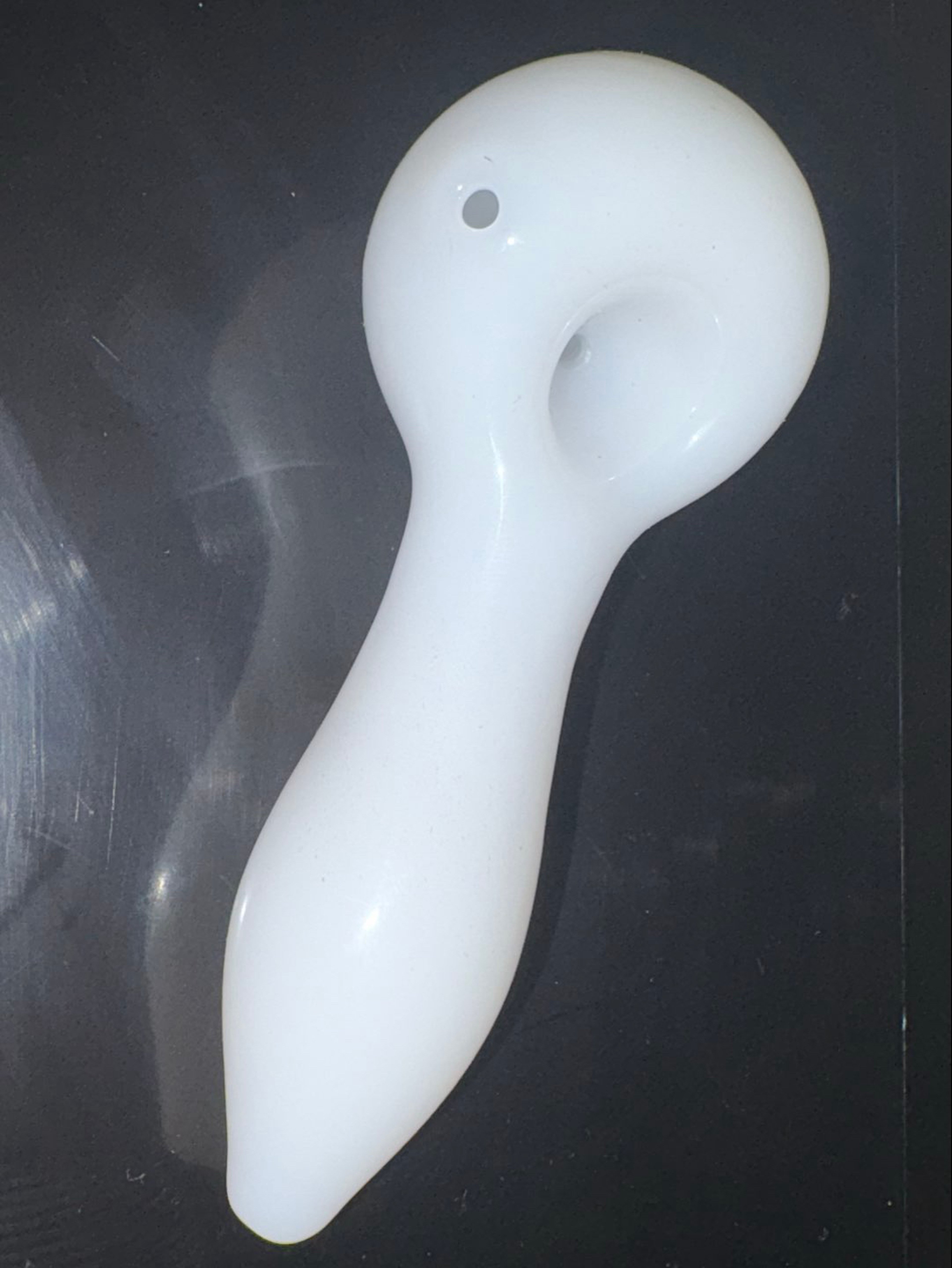 Opaque white glass spoon pipe image 0
