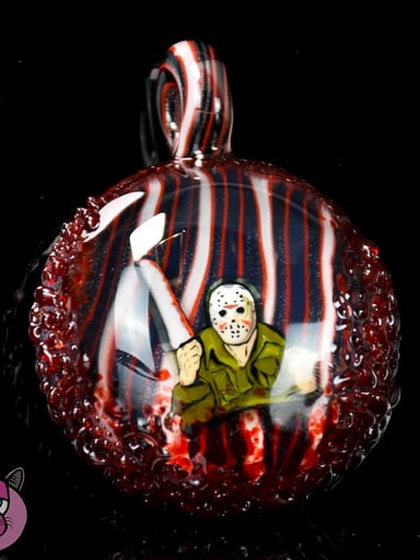 Preview pic of I Beat My Glass Bloody Jason Voorhees Pendant