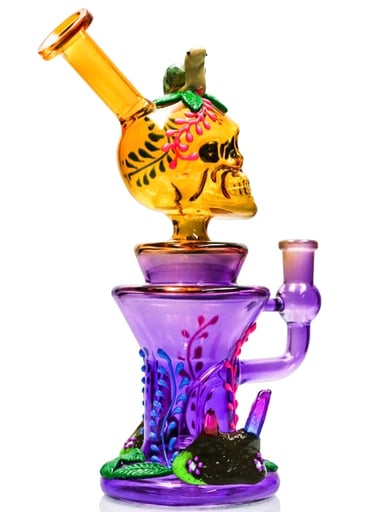 Preview pic of 9' Skull Head Glass Water Bong W/ Percolator 14mm bowl