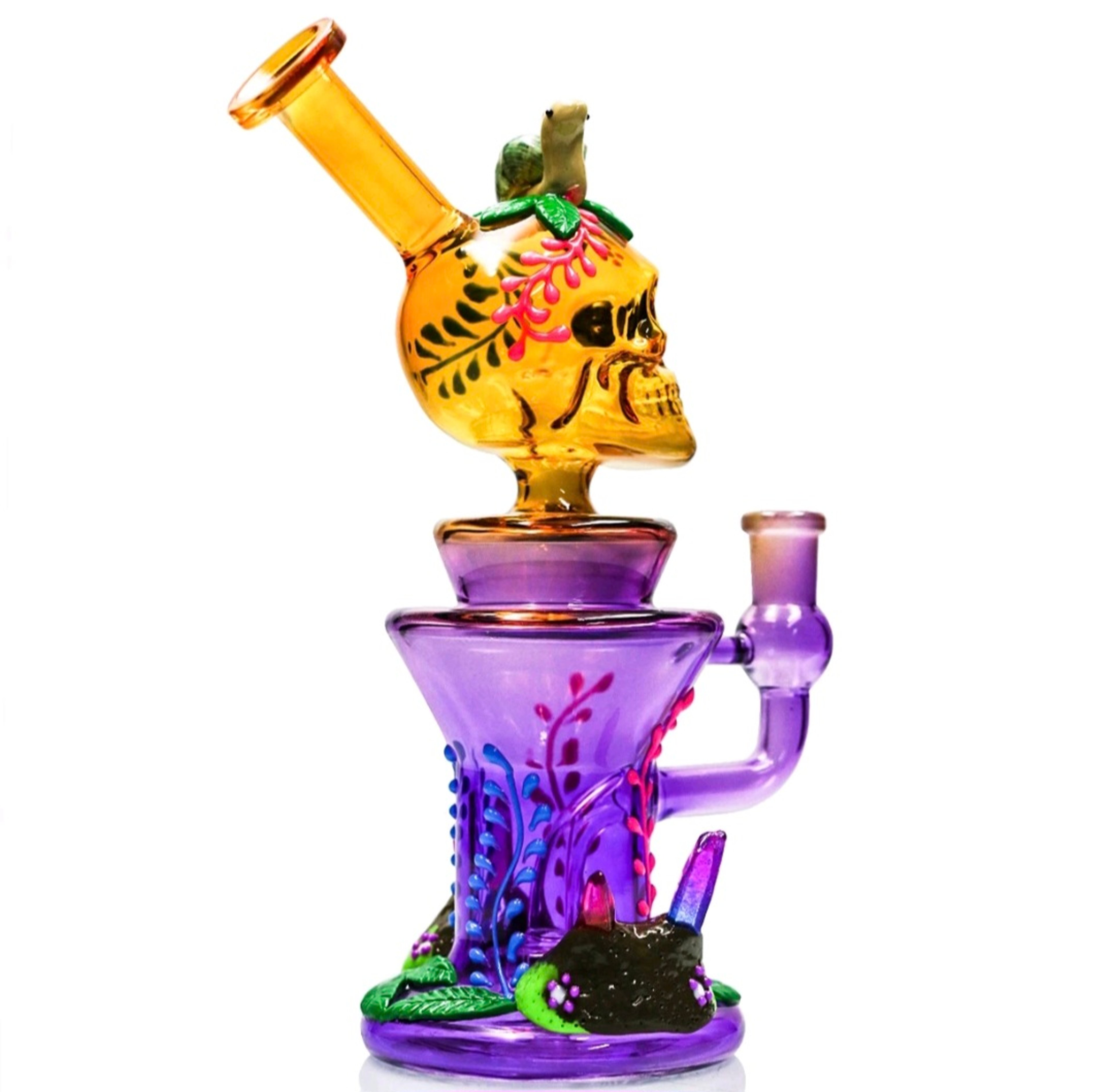 9' Skull Head Glass Water Bong W/ Percolator 14mm bowl image 0