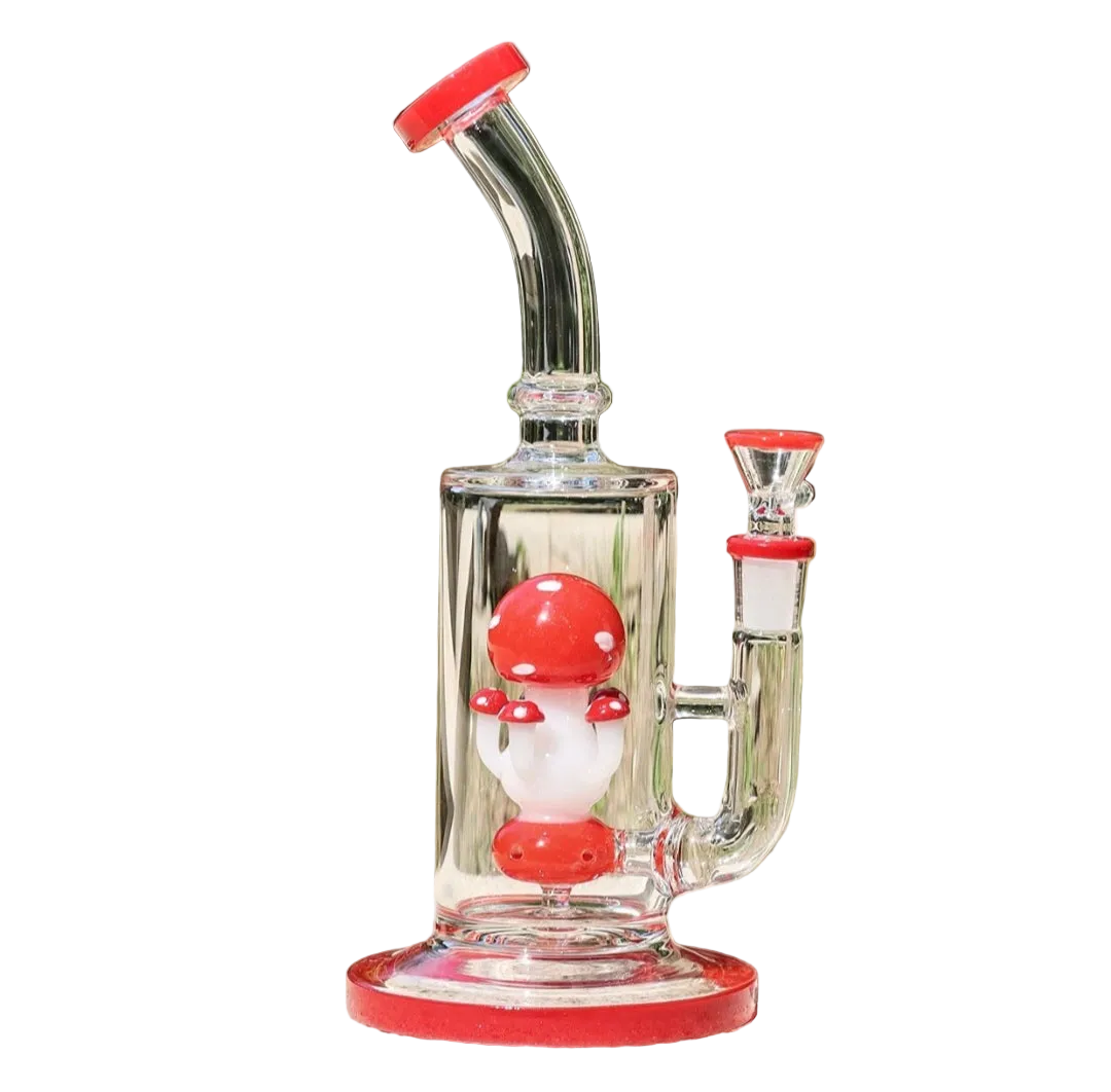 Preview pic of 10in Amanita Red Mushroom Glass Bong W/ Percolator & 14mm bowl