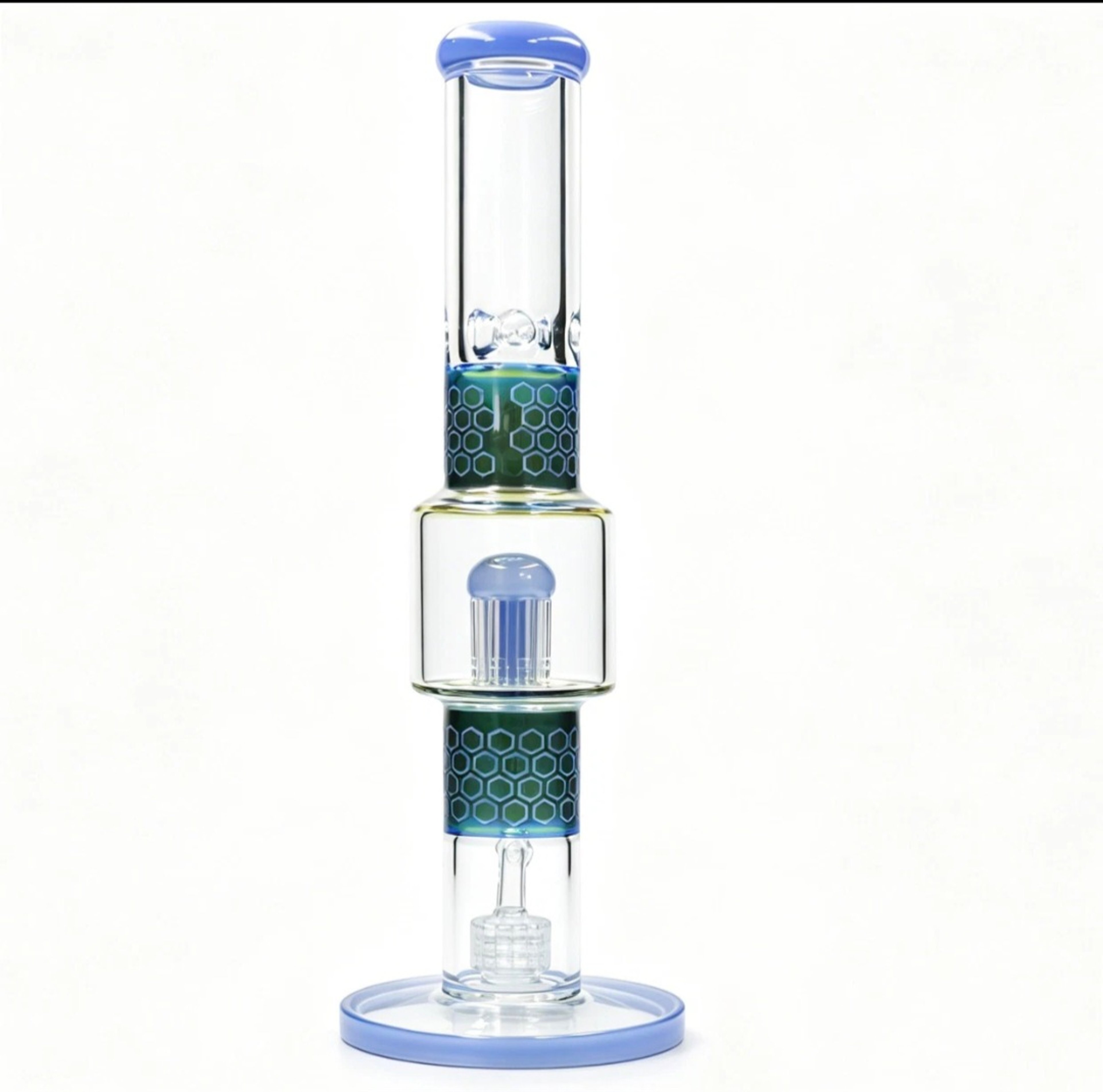 Preview pic of 4mm Thick-16' Glass Bong Water Pipes Smoking Silver Fumed Perc Bong w/14mm bowl