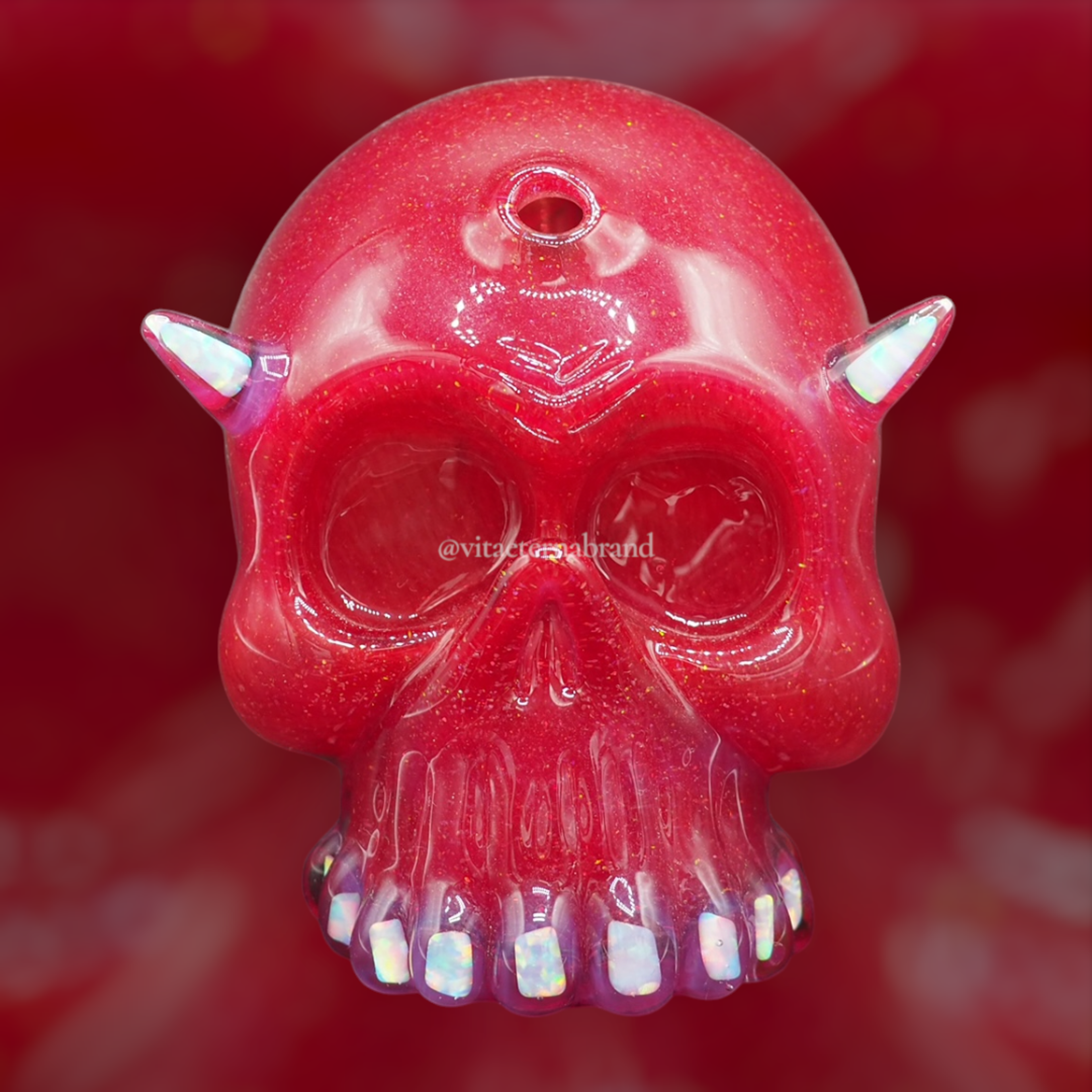 Carsten Devil Skull - Red Crushed Opal + Opal Horns image 0