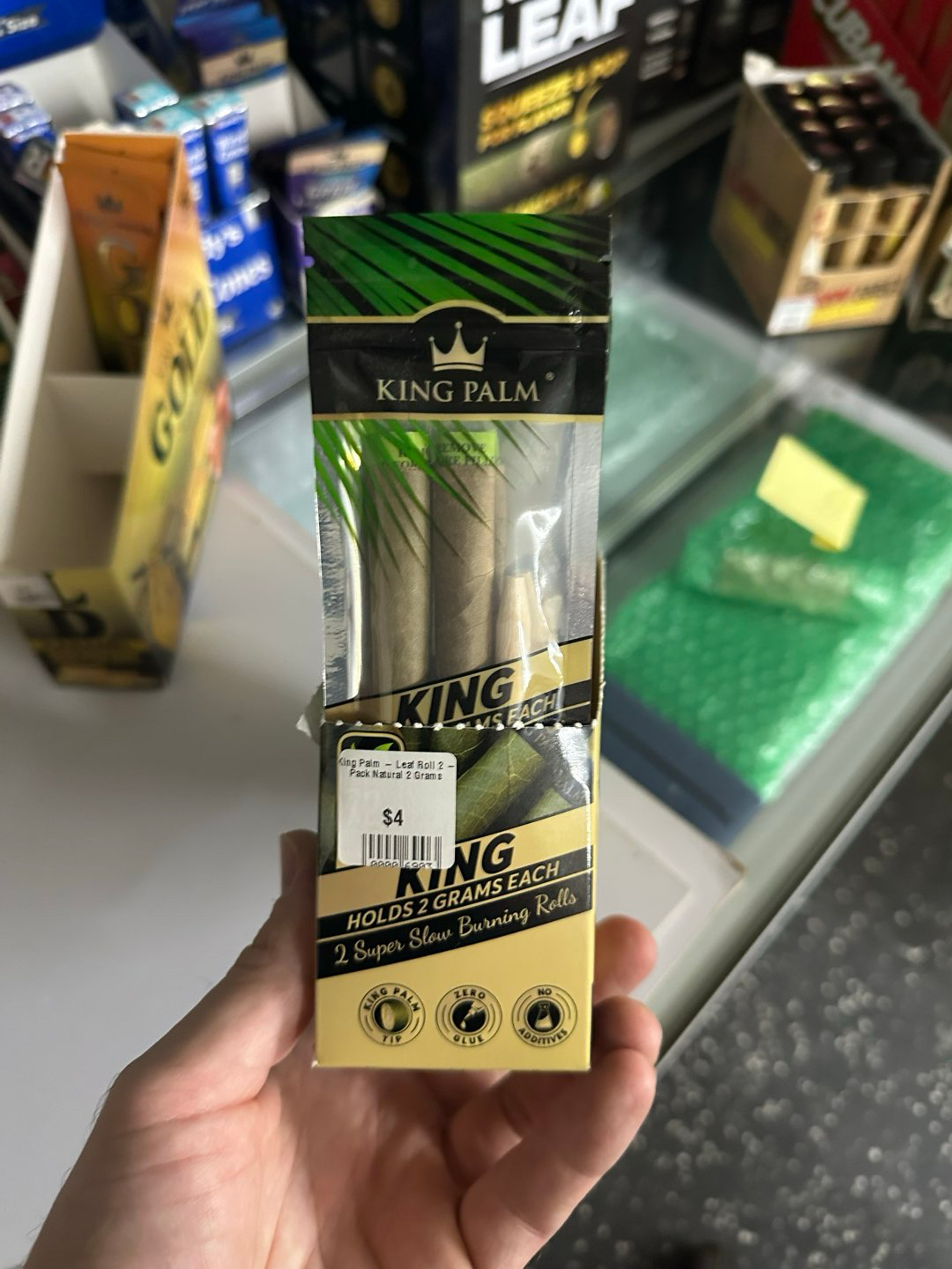 King palm real leaf tube-king size. Whole box image 0